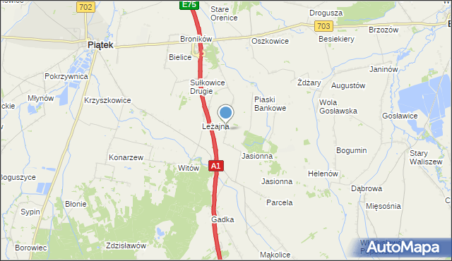 mapa Stare Piaski, Stare Piaski gmina Piątek na mapie Targeo